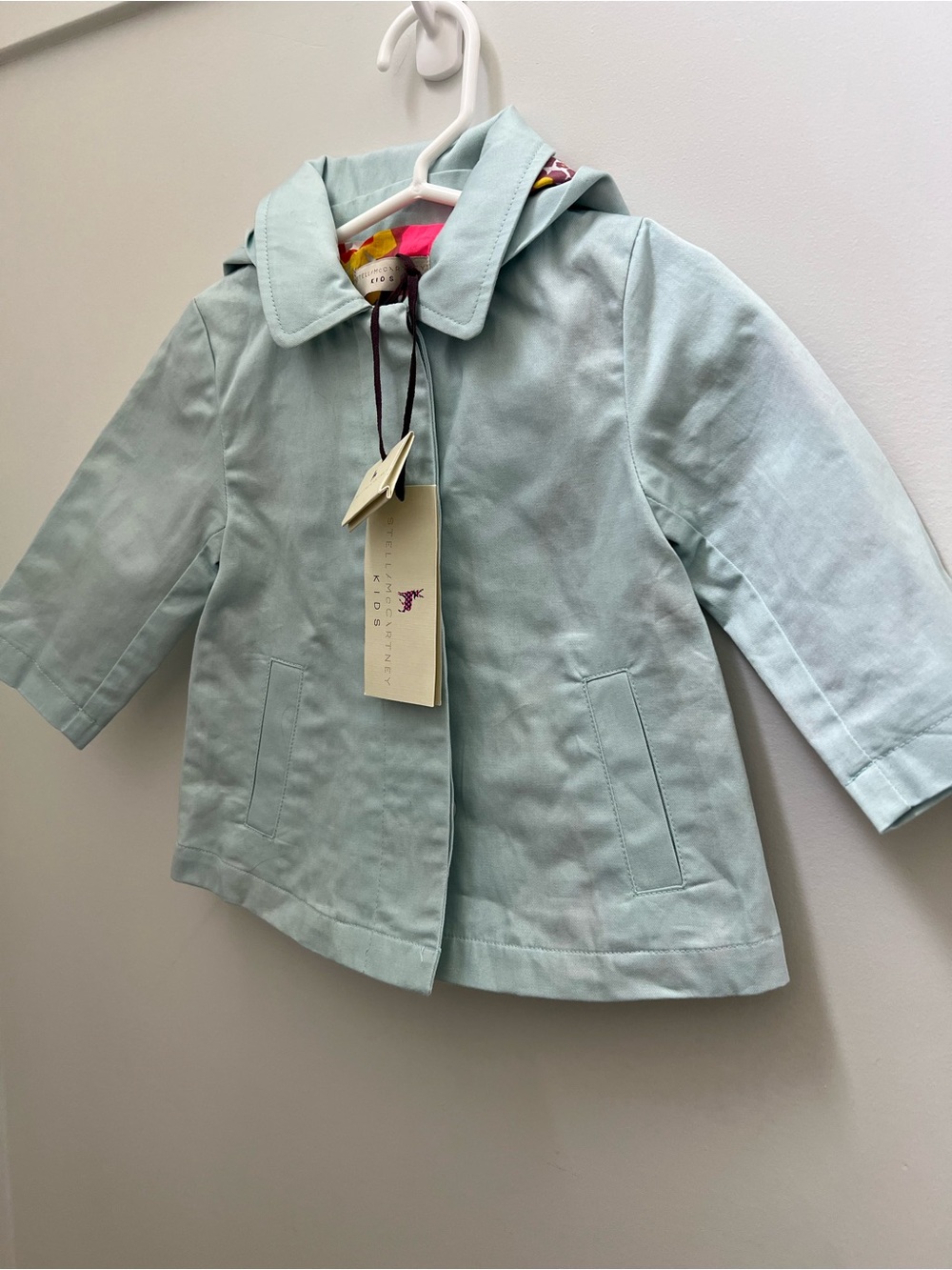 Stella McCartney Kids Light Mint Hooded Cotton Jacket - Picture 3 of 12